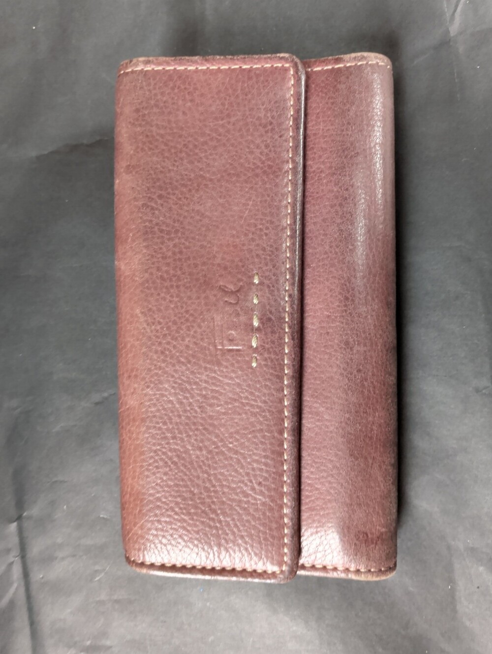 Fossil Wallet + Checkbook Genuine Leather: Eggplant